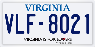 VA license plate VLF8021