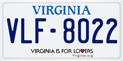 VA license plate VLF8022