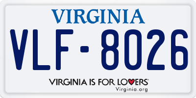 VA license plate VLF8026