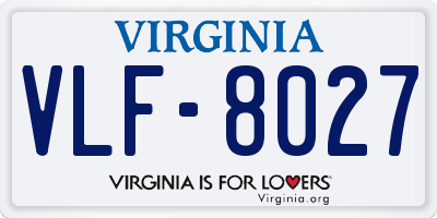 VA license plate VLF8027