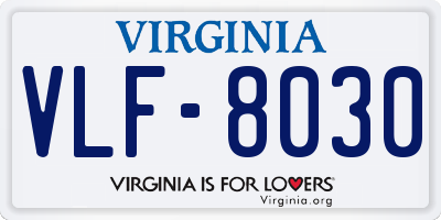 VA license plate VLF8030