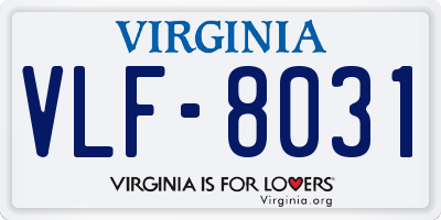 VA license plate VLF8031