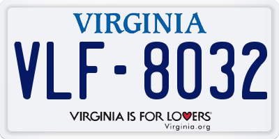 VA license plate VLF8032