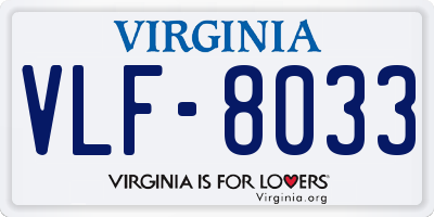 VA license plate VLF8033