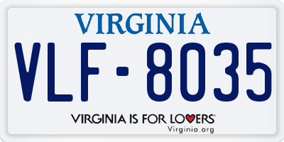 VA license plate VLF8035