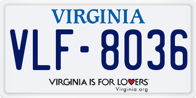 VA license plate VLF8036