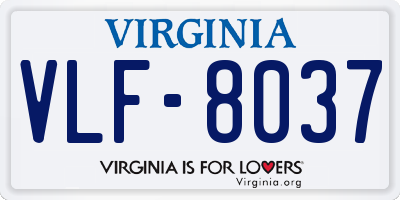 VA license plate VLF8037