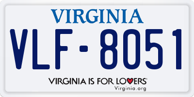 VA license plate VLF8051