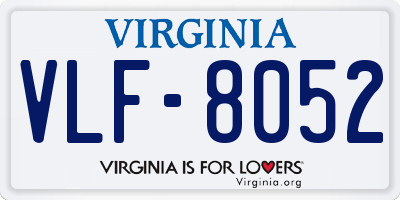 VA license plate VLF8052