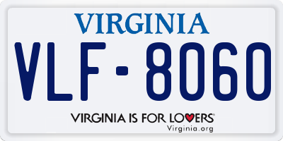 VA license plate VLF8060