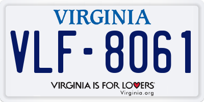 VA license plate VLF8061