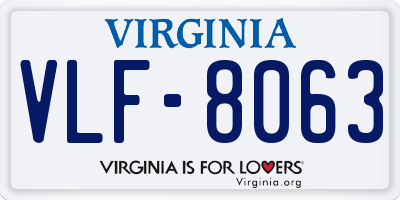 VA license plate VLF8063