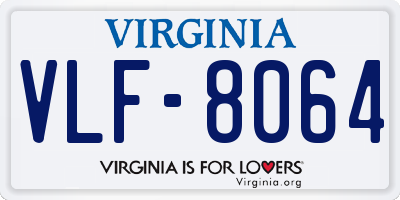VA license plate VLF8064