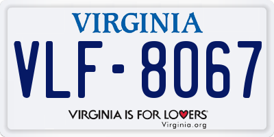 VA license plate VLF8067