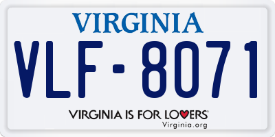 VA license plate VLF8071