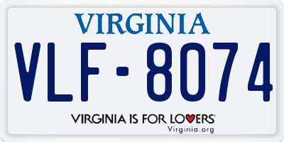 VA license plate VLF8074