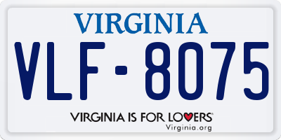 VA license plate VLF8075