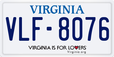 VA license plate VLF8076
