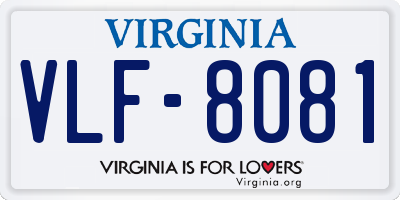VA license plate VLF8081