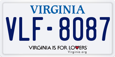 VA license plate VLF8087