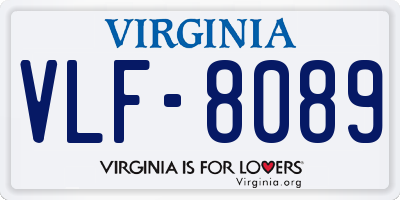 VA license plate VLF8089
