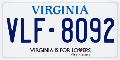 VA license plate VLF8092
