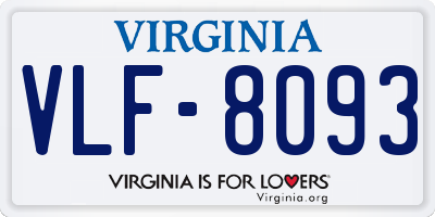 VA license plate VLF8093