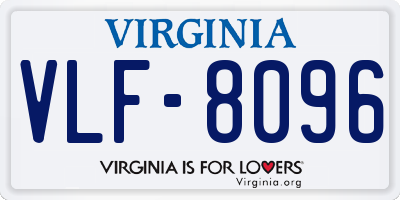 VA license plate VLF8096