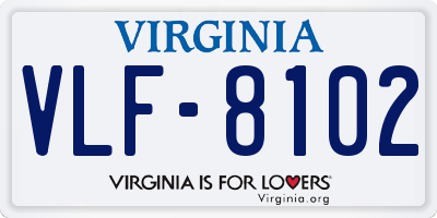 VA license plate VLF8102