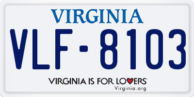 VA license plate VLF8103