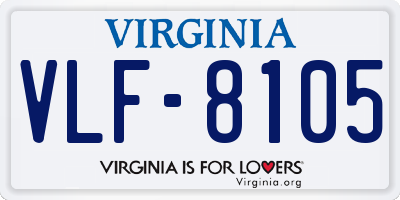 VA license plate VLF8105