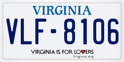 VA license plate VLF8106