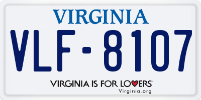 VA license plate VLF8107