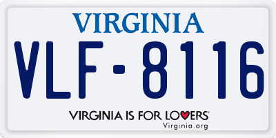VA license plate VLF8116