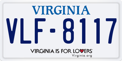 VA license plate VLF8117