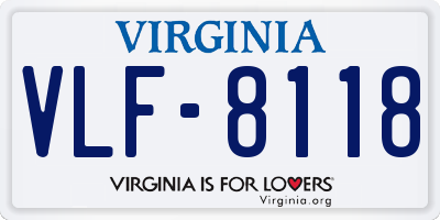 VA license plate VLF8118