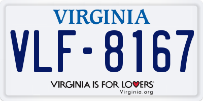VA license plate VLF8167