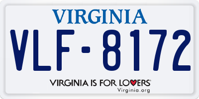 VA license plate VLF8172