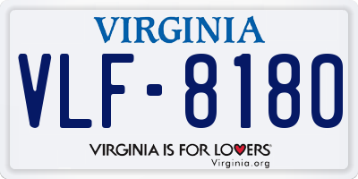 VA license plate VLF8180