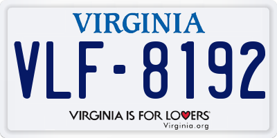 VA license plate VLF8192