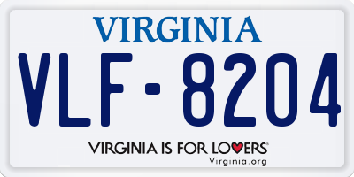 VA license plate VLF8204