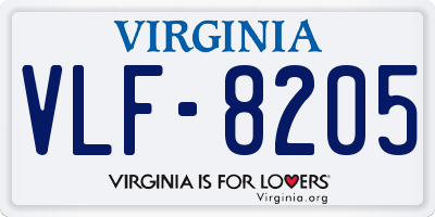VA license plate VLF8205