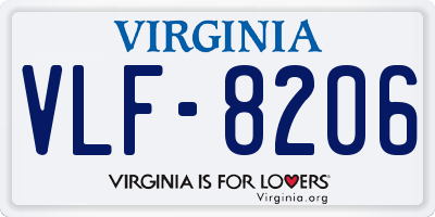 VA license plate VLF8206