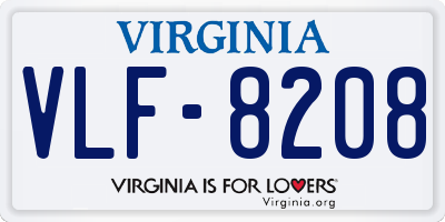 VA license plate VLF8208