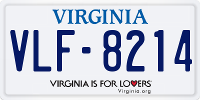VA license plate VLF8214