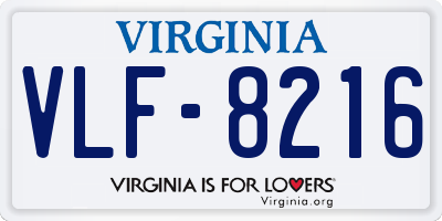 VA license plate VLF8216