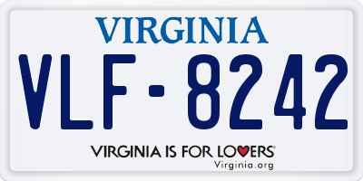 VA license plate VLF8242