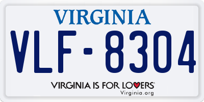 VA license plate VLF8304