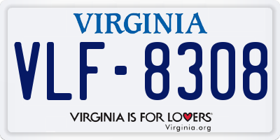 VA license plate VLF8308