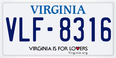 VA license plate VLF8316